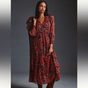 By Anthropologie Marais Printed Chiffon Maxi Dress size M